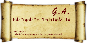 Gáspár Archibáld névjegykártya